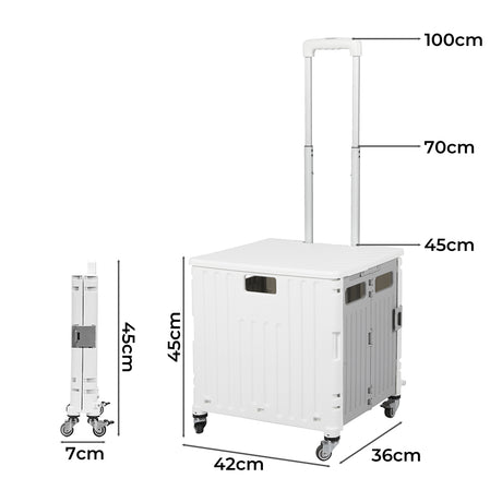 Folding Shopping Trolley Cart Portable Beige-1954802609462317058