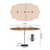 Centra 4M Double-sided Patio Umbrella Outdoor Umbrella Base Stand Khaki-2006732876741218306