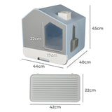 PaWz Fully Enclosed Cat Litter Box Mat Blue - Front View