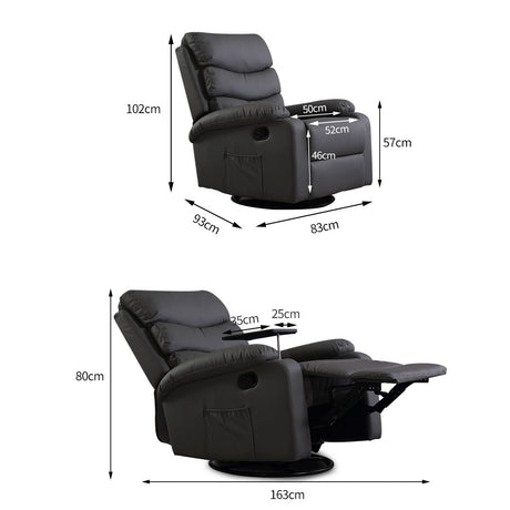 Levede Massage Chair Recliner 360 Swivel Black-2018816942302957570