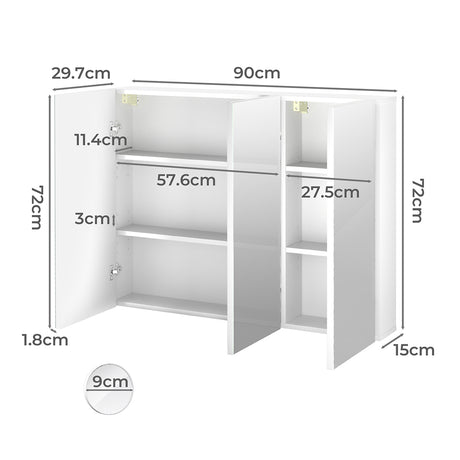 Levede Bathroom Mirror Cabinet 90CM-2018816842503688194