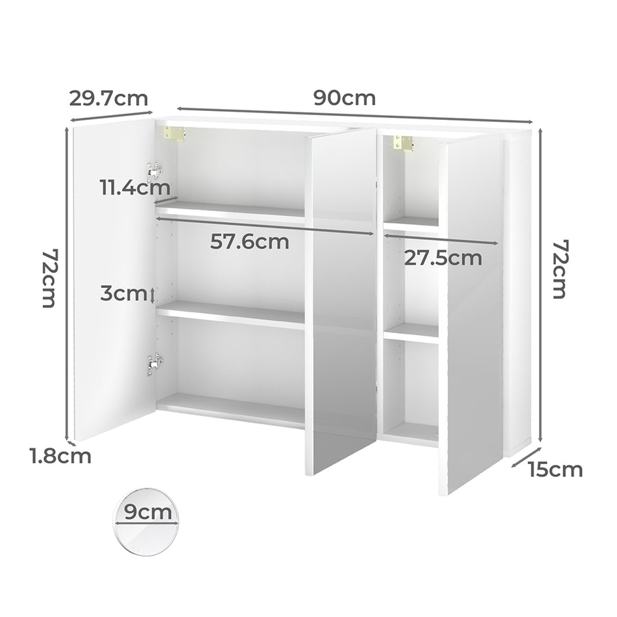 Levede Bathroom Mirror Cabinet 90CM-2018816842503688194