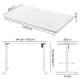 Levede Motorised Standing Desk Height 120cm White 800x 1.5MM - Front View