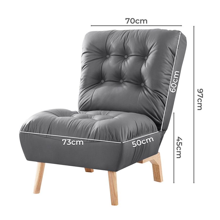 Levede Accent Chair Sofa Recliner Adjustable Grey-2018816931150303234
