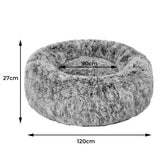 PaWz Pet Bed Cat Dog Donut Nest Calming XXL Charcoal XX-Large - Front View