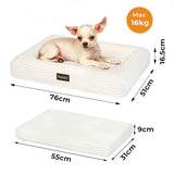 Pawz M Size Orthopedic Dog Bed with Corduroy Removable Cover Waterproof Washable Beige - Front View