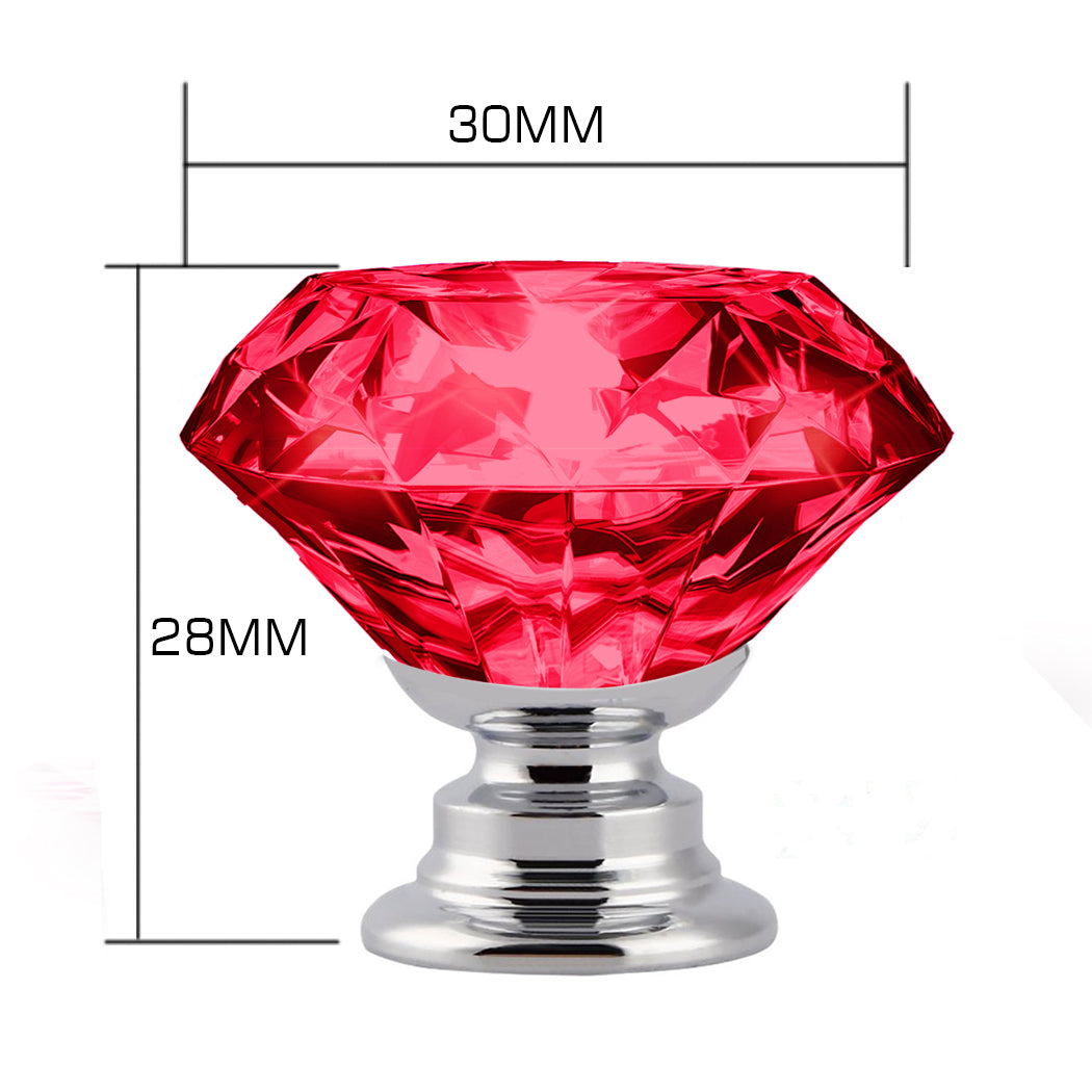 16 Pcs Red Crystal Knobs Diamond 30mm Small Red-2018816615889637378