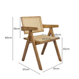 Levede 1x Dining Chair Solid Wood Rattan Natural - Front View