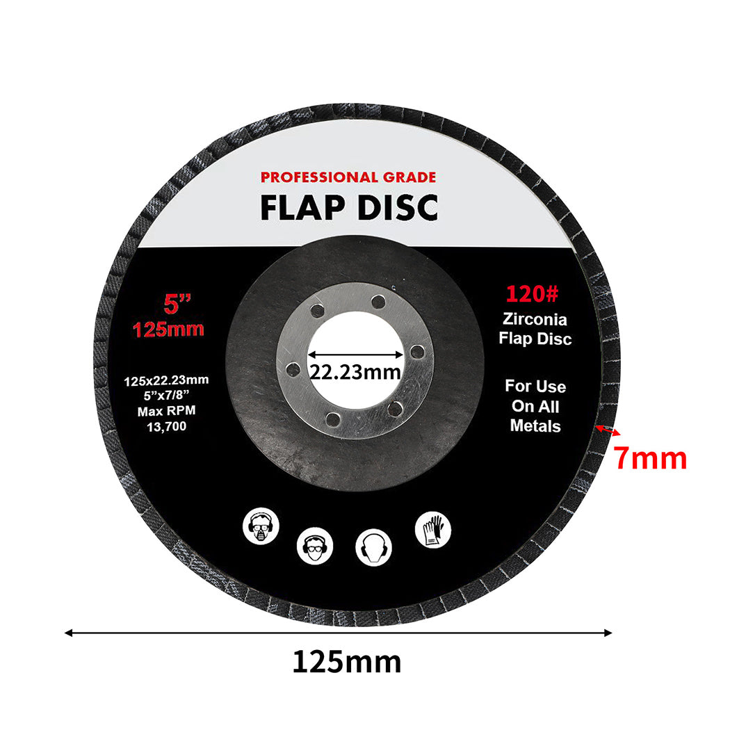 Traderight Flap Discs 125mm 5" Zirconia 1x20mX3 60SQM-2006733181327380482