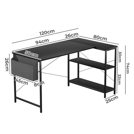 Levede L Shaped Computer Desk Home Desk Black-2006732839009259522