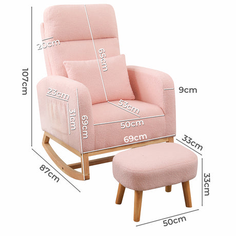 Levede Rocking Chair Ottoman Footrest With Side Pocket-1954802459775995906