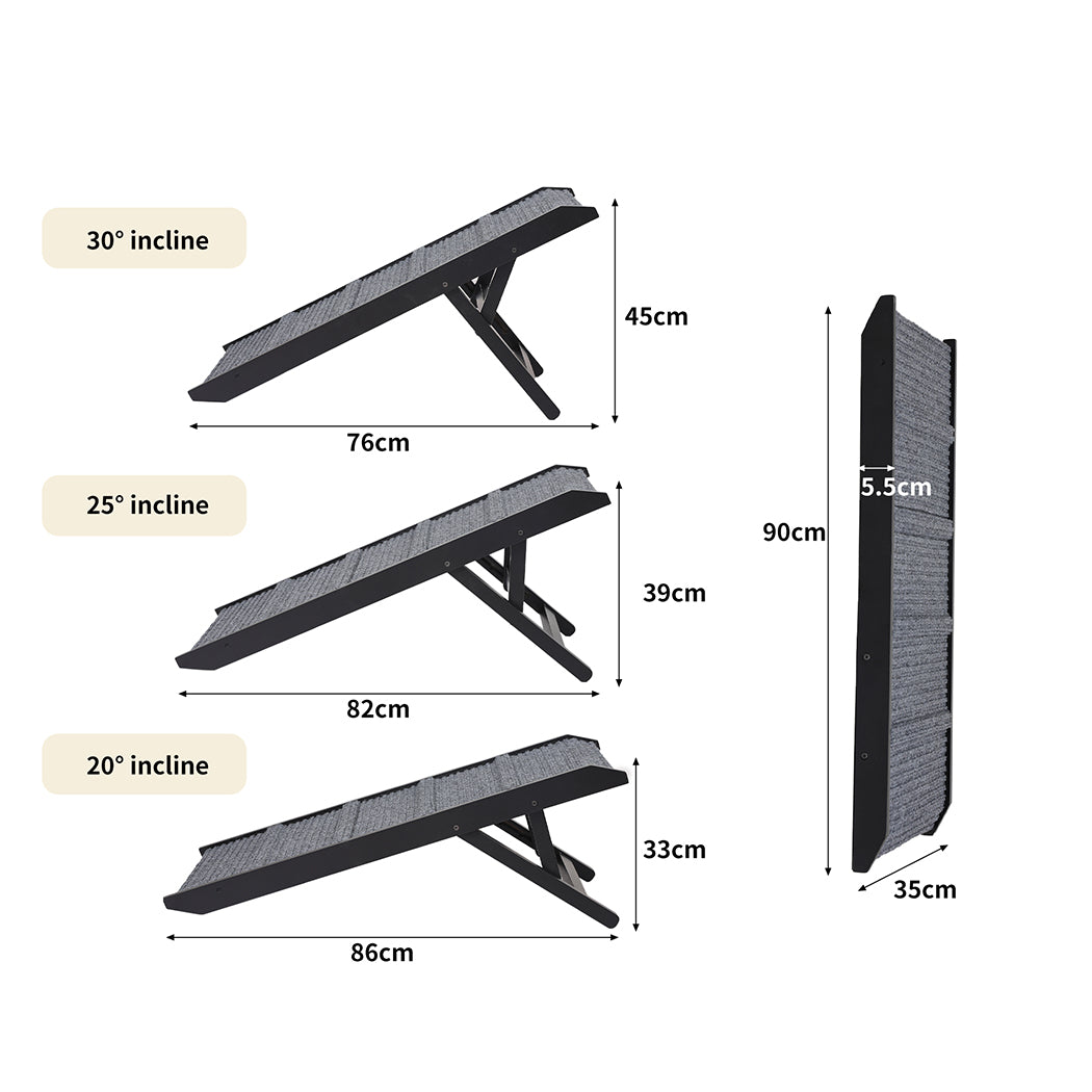 PaWz Adjustable Dog Ramp Height Stair Black-2006732982248935426