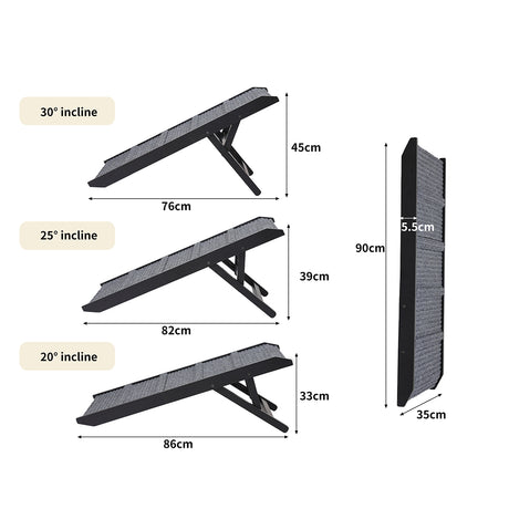 PaWz Adjustable Dog Ramp Height Stair Black-2006732982248935426