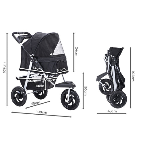 PaWz Pet Stroller Pram Dog Carrier Trailer-1954802607453245442