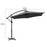 Mountview 3M Outdoor Umbrella Cantilever Grey Without Base - Front View