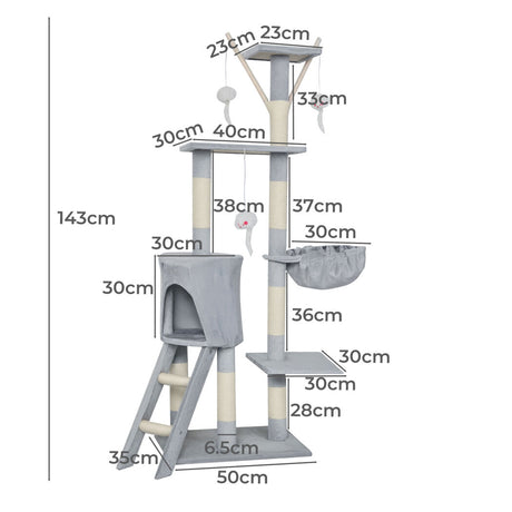Pawz Cat Tree Scratching Post Scratcher 143cm Climbing-2018816723335122946