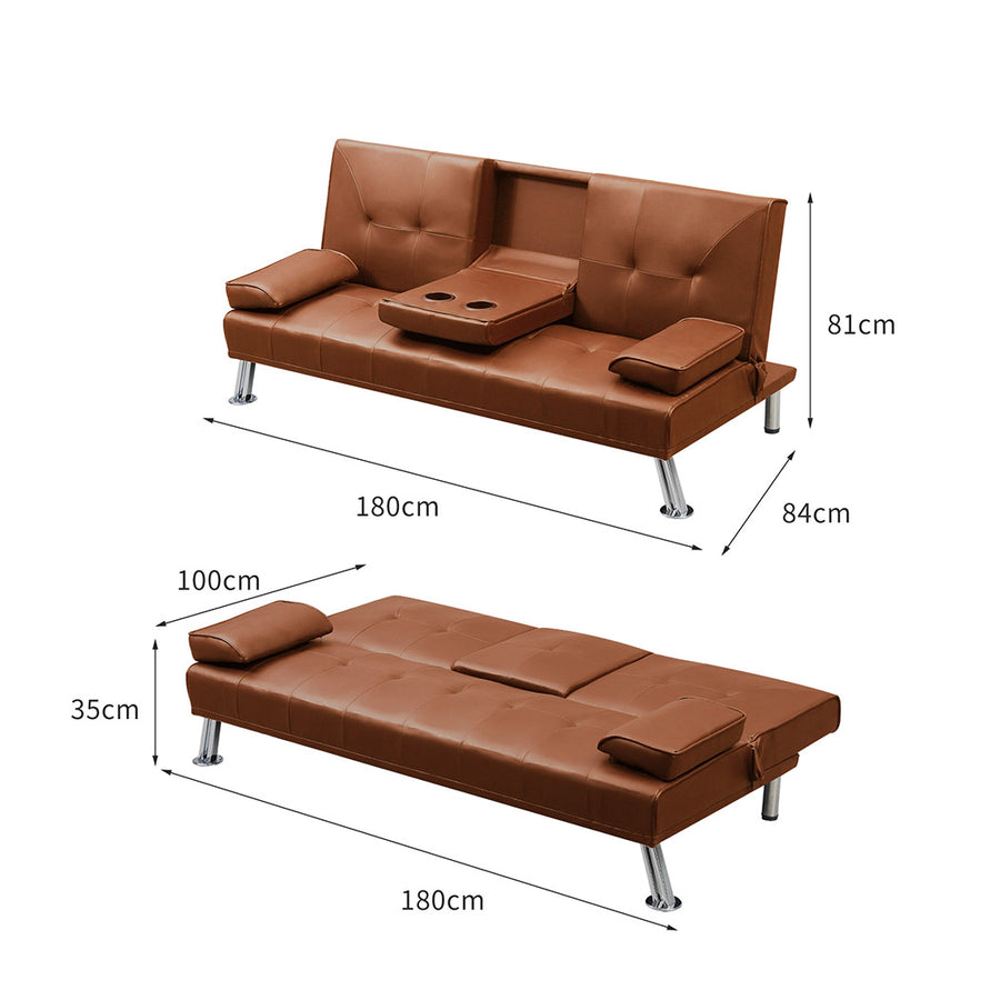 Levede Sofa Bed Adjustable Recliner Brown-2006733286713462786
