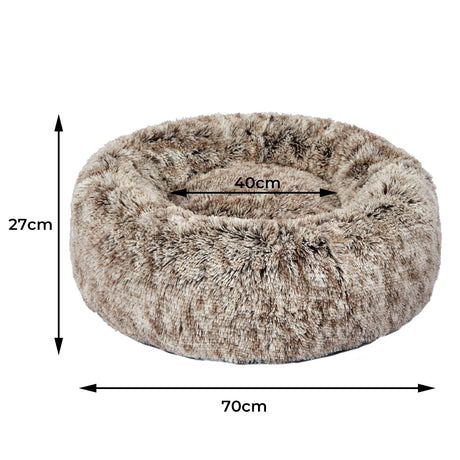 PaWz Pet Bed Cat Dog Donut Nest Calming M Brown Medium-1954802518441725954