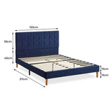 Levede Bed Frame Queen Size Mattress Blue - Front View