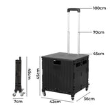 Folding Shopping Trolley Cart Portable Black - Front View