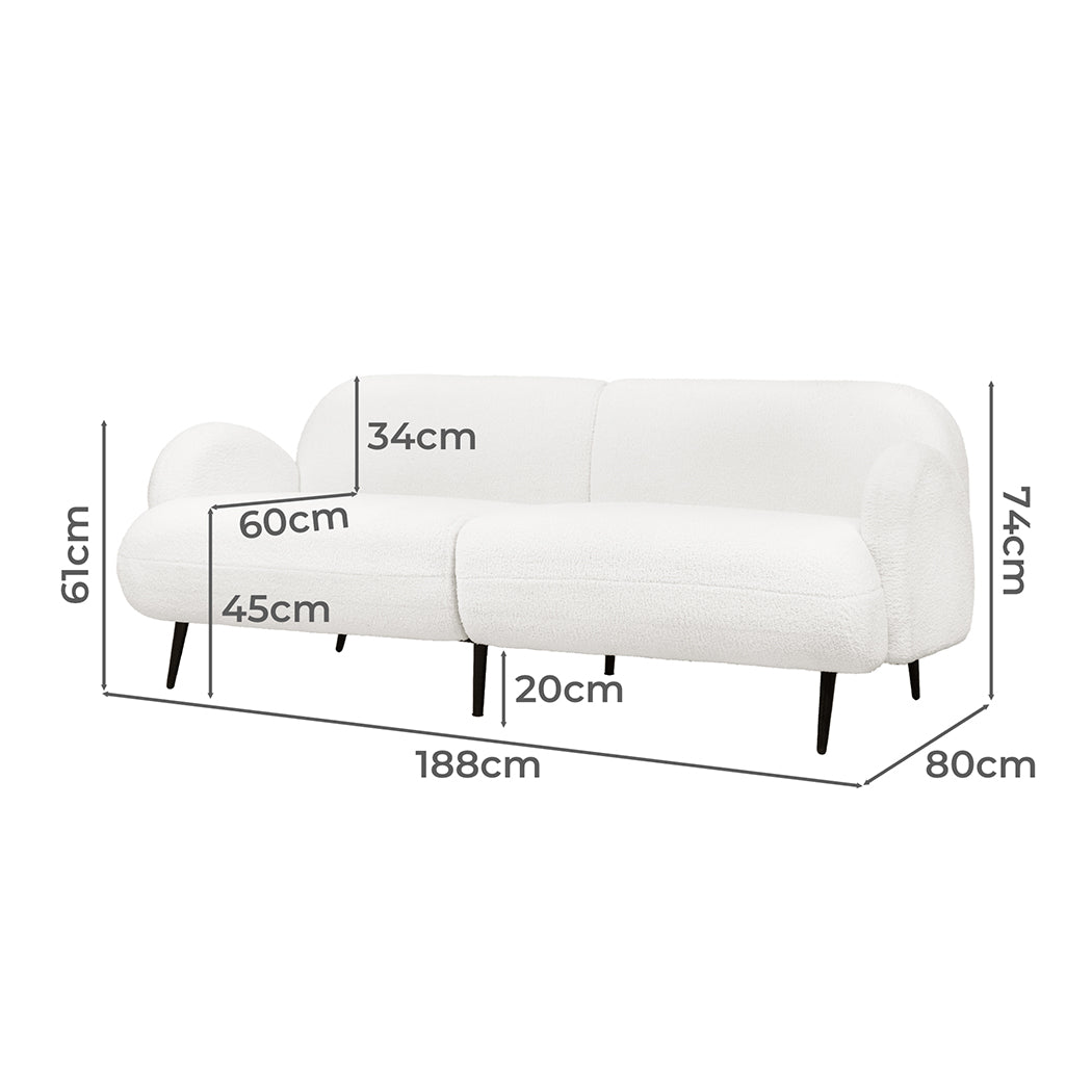 Levede Cloud Sofa 3 Seater Sherpa Fleece White-1954802386396647426