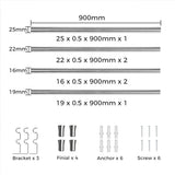 Marlow Silver Double Curtain Rod Steel Pole Pommel Set Extendable Adjustable-2018816758948958210