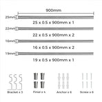 Marlow Silver Double Curtain Rod Steel Pole Pommel Set Extendable Adjustable-2018816758948958210
