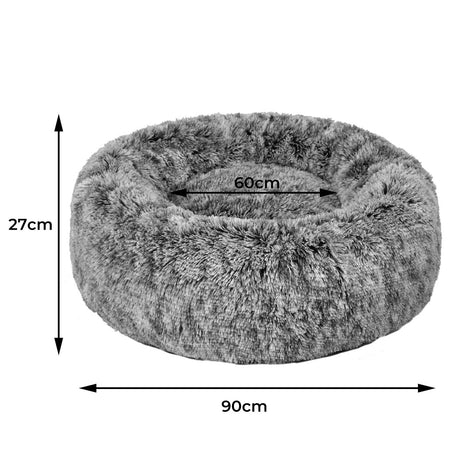 PaWz Pet Bed Cat Dog Donut Nest Calming L Charcoal Large-1954802517388955650