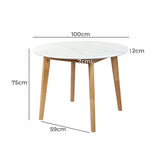 Levede Dining Table Round Rubberwood Base 100cm White 100 CM-2018816940793008130