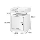 Levede Bedside Table USB Charger Outlet RGB White - Front View