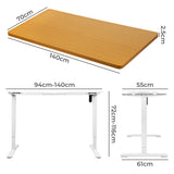 Levede Motorised Standing Desk Adjustable 140cm Natural 1000x 1MM - Front View