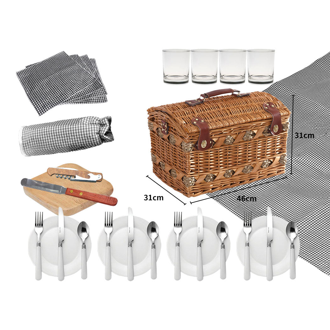 4 Person Picnic Basket Baskets Set Outdoor-2006733308033110018