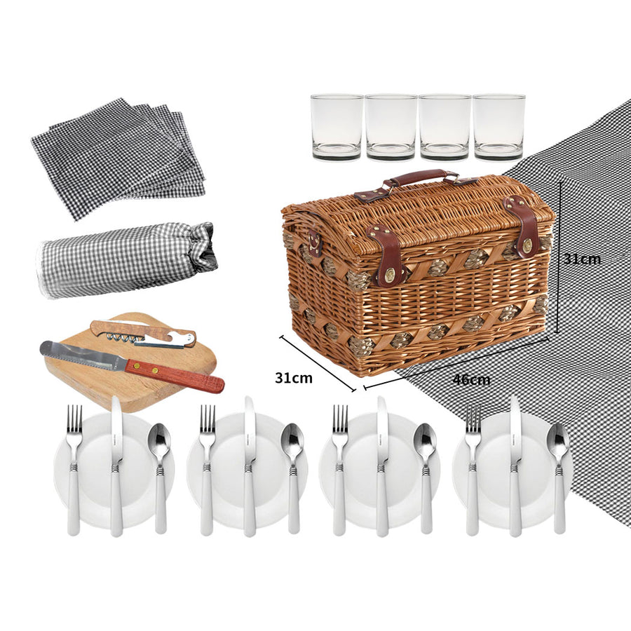 4 Person Picnic Basket Baskets Set Outdoor-2006733308033110018