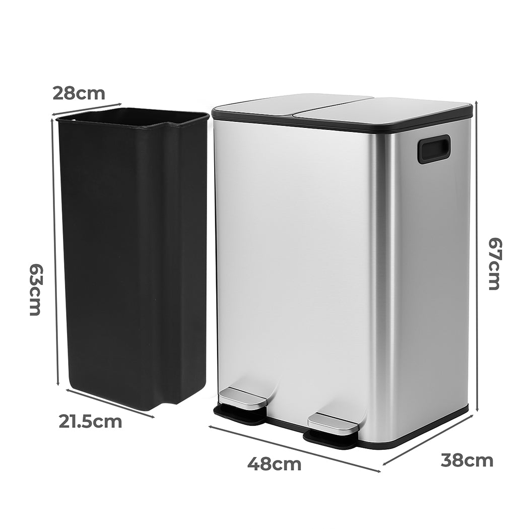 Toque 60L Pedal Bin Kitchen Waste Can Recycling Dustbin-2018816879359037442