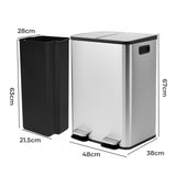 Toque 60L Pedal Bin Kitchen Waste Can Recycling Dustbin - Front View