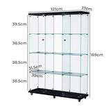 Stacked 169cm Tall Glass Display Cabinet 4 Tier - Front View