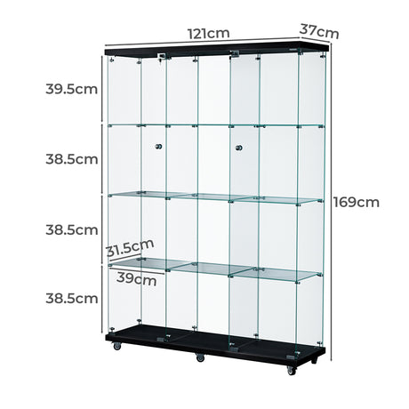 Stacked 169cm Tall Glass Display Cabinet 4 Tier-2006732857472585730
