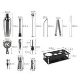 Cocktail Shaker Set Stainless Steel - Front View