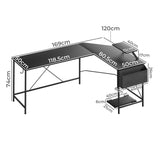 Levede Computer Desk Corner Desk Black - Front View