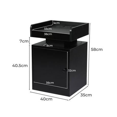 Levede Bedside Table USB Charger Outlet RGB Black-2006732841714585602