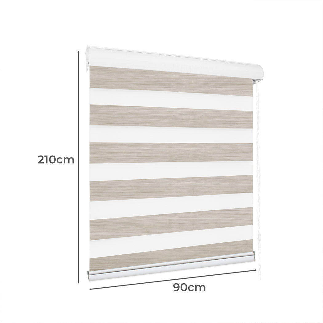 Marlow Blackout Zebra Roller Blind Curtains 90x210 Beige-2018816733699248130