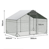 Pawz 200x300x194cm Large Metal Walk-in Chicken Coop Cage - Front View