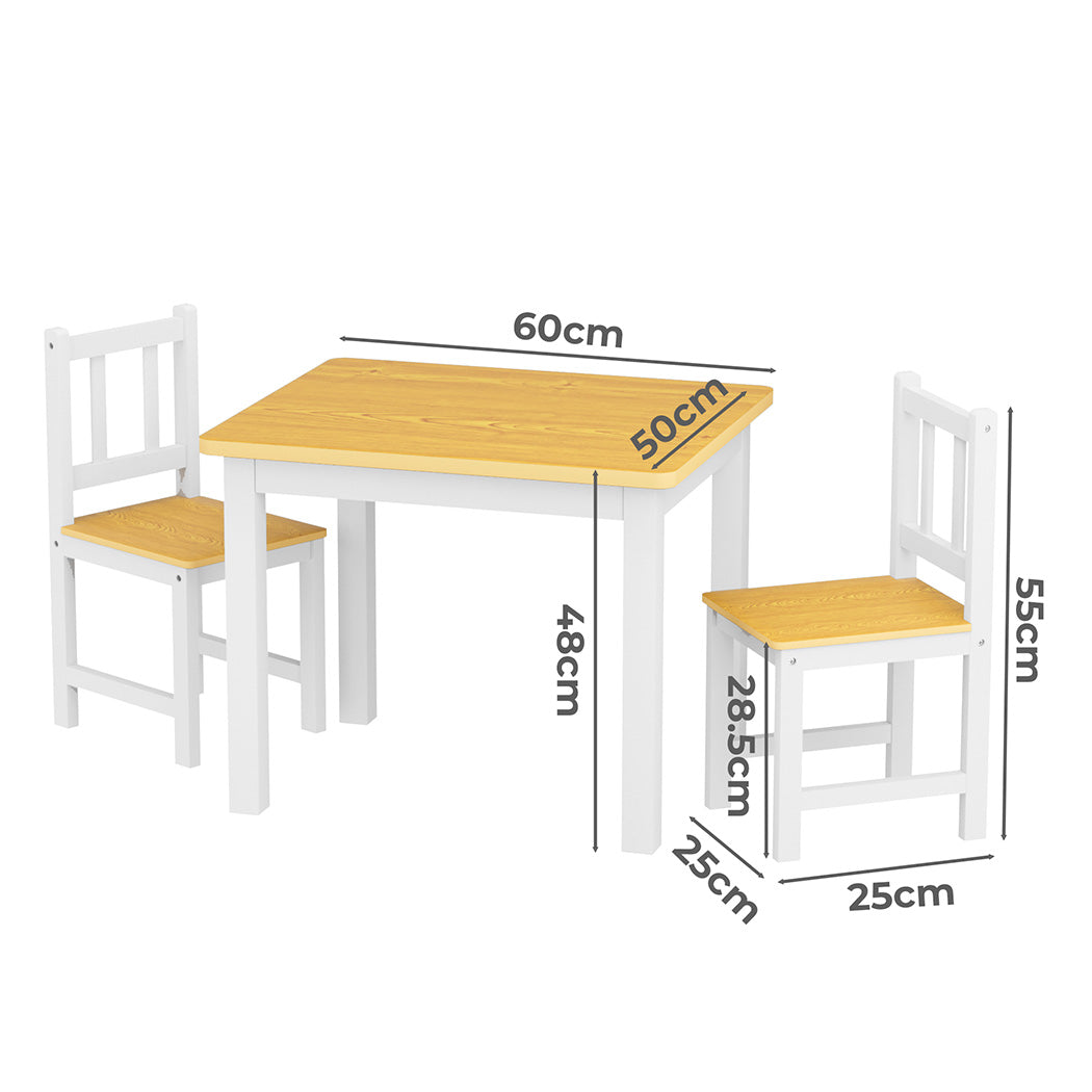 Bopeep Kids Table and Chairs Set Wooden 3PCS Study Play-2006732702165897218
