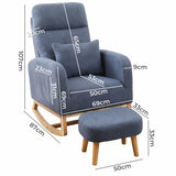 Levede Rocking Chair Ottoman Footrest With Side Pocket - Front View