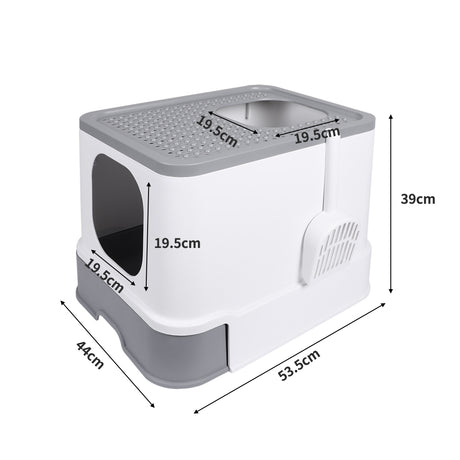 PaWz Cat Litter Box Fully Enclosed Kitty Grey-2018816755983585282