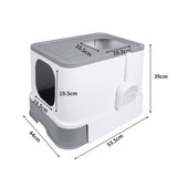 PaWz Cat Litter Box Fully Enclosed Kitty Grey - Front View