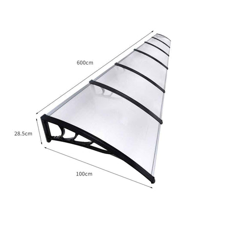 Mountview Window Door Awning Outdoor 1M X 6M Transparent 1x6M-2006733105112682498