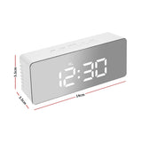 Alarm Clock Digital Led Mirror Desk Silver-2018816653667733506