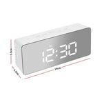 Alarm Clock Digital Led Mirror Desk Silver-2018816653667733506