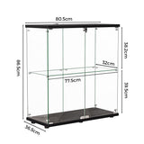 Stacked Glass Display Cabinet Lockable Collections Storage 2 Tier Shelf 2 Door - Front View
